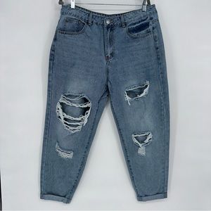 SHEIN Plus High Waist Ripped Mom Fit Jeans Sz 0XL / 12